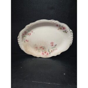 Virginia Rose Oval Platter C44N8, Vintage Floral Serving Plate, 11.5" Tableware